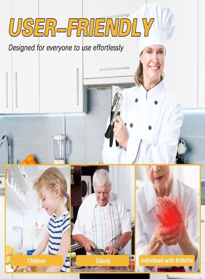 NUFR Commercial Heavy-Duty Manual Can Opener with Easy-Turn Crank, Long Rubber Handle & Magnetic Lid Holder - Image 5