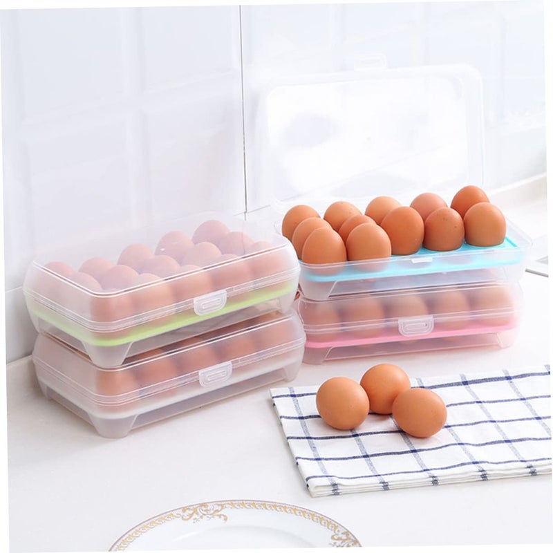 Pink Plastic Egg Storage Box 15 Grid Shockproof Holder Refrigerator Kitchen Organizer - Image 3