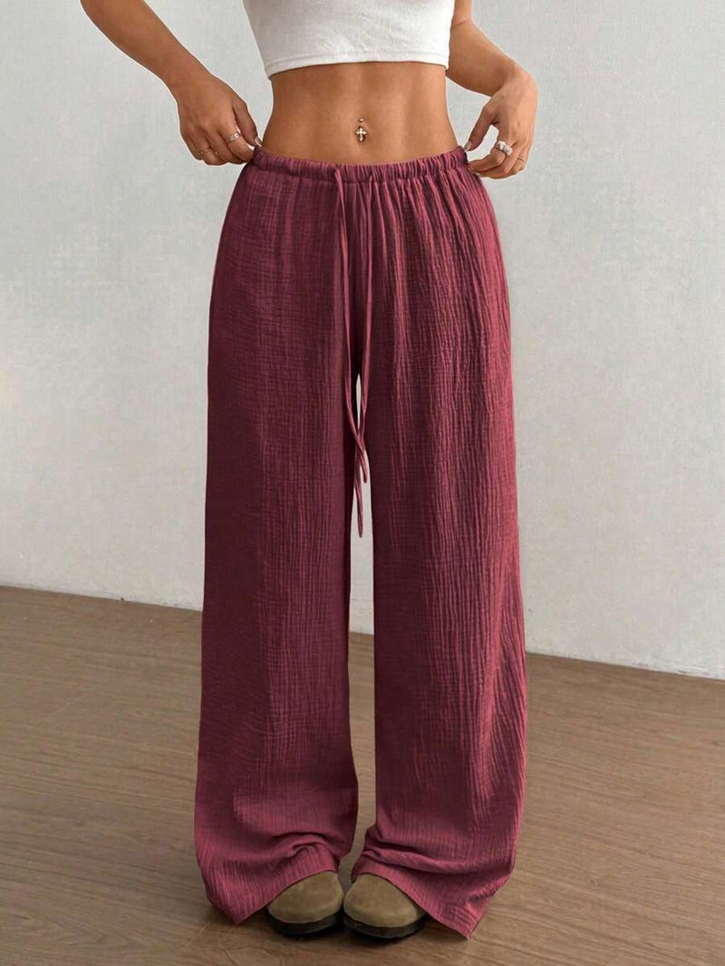 Elegant Women's High-Waist Wide Leg Cotton Pants - Image 2