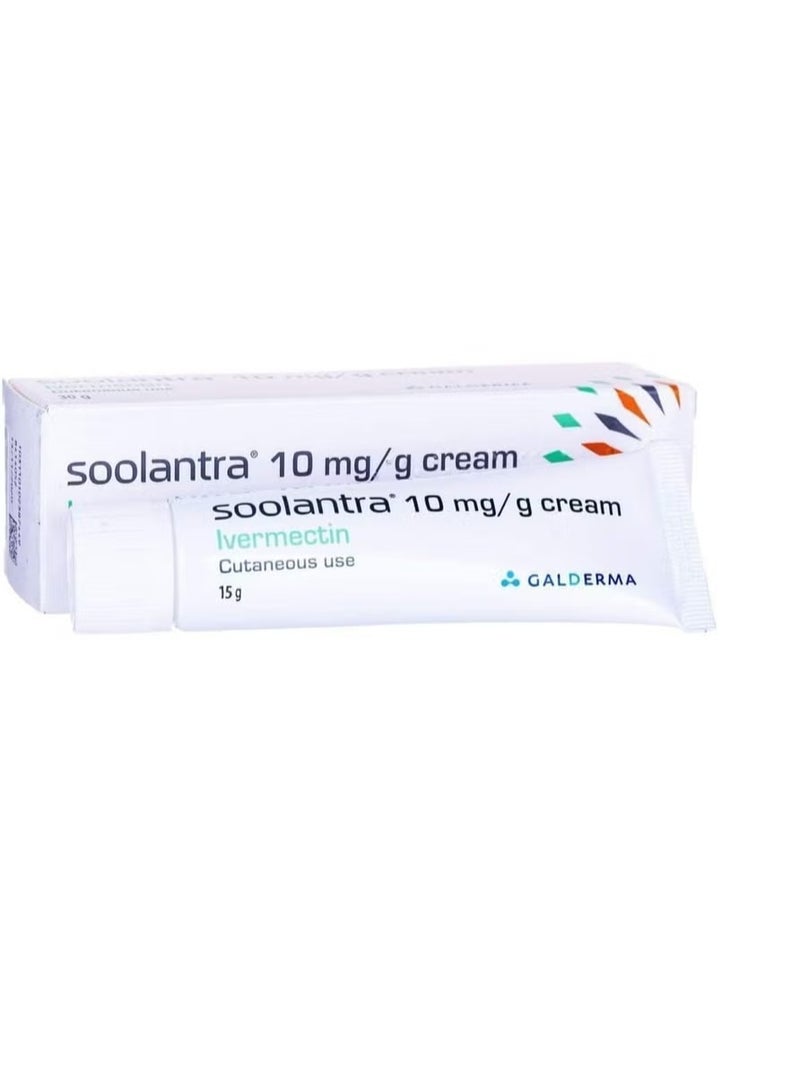 Soolantra 10 mg/g Ivermectin Cream 15g – Topical Treatment for Acne, Pimples & Rosacea-Prone Skin
