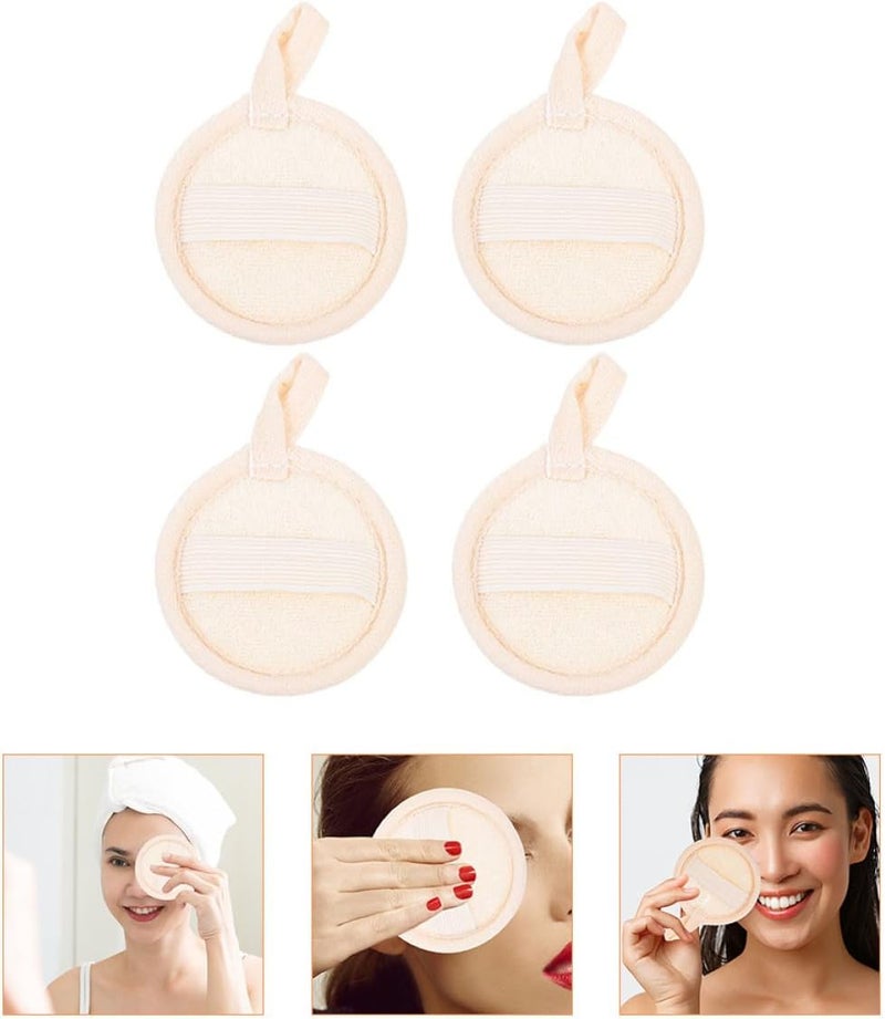 4pcs Natural Loofah Facial Sponges Gentle Exfoliating Face Pads for Women and Men Makeup Remover Soft Round Cleansing Towels for Daily Skincare and Deep Cleaning - Image 2