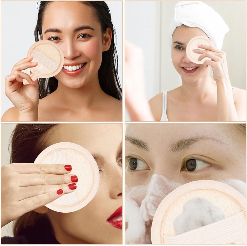 4pcs Natural Loofah Facial Sponges Gentle Exfoliating Face Pads for Women and Men Makeup Remover Soft Round Cleansing Towels for Daily Skincare and Deep Cleaning - Image 3