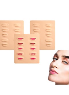 Lip Practice Skin, 3 Sheets Silicone Fake Skins for Lips Permanent Makeup, 3D Microblading Skin 21.5 x 19cm Beginners Cosmetic Makeup Training