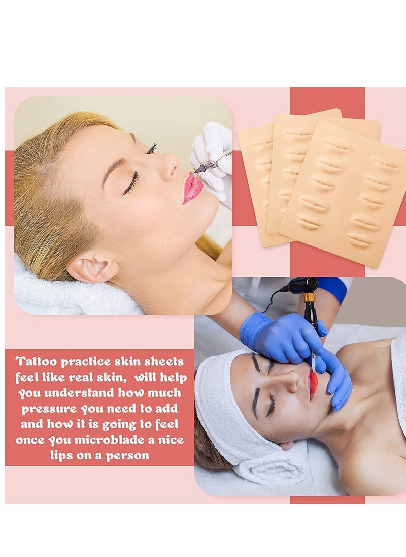 Excefore - Lip Practice Skin, 3 Sheets Silicone Fake Skins for Lips Permanent Makeup, 3D Microblading Skin 21.5 x 19cm Beginners Cosmetic Makeup Training - Image 1