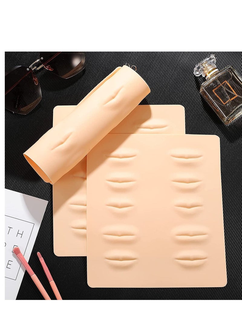 Excefore - Lip Practice Skin, 3 Sheets Silicone Fake Skins for Lips Permanent Makeup, 3D Microblading Skin 21.5 x 19cm Beginners Cosmetic Makeup Training - Image 1