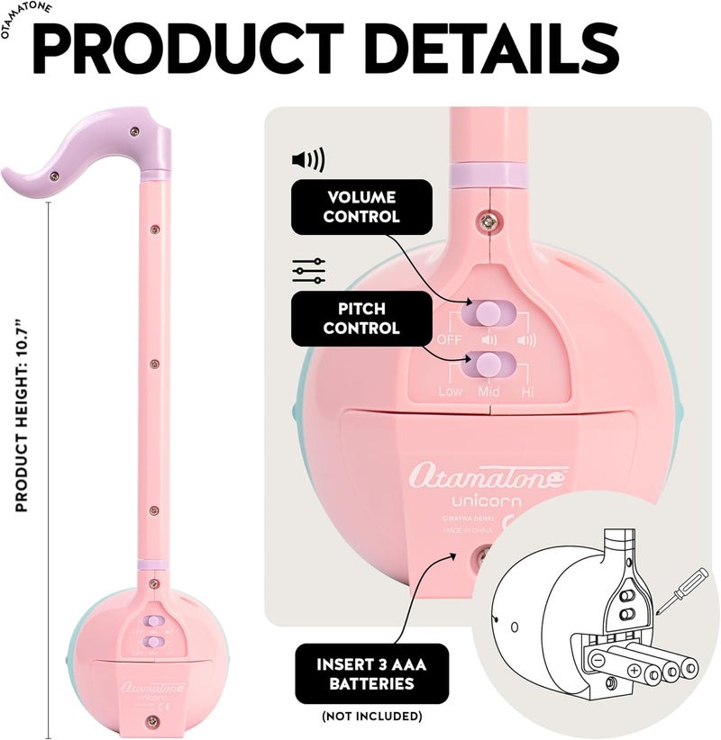 Otamatone آلة موسيقية إلكترونية يابانية محمولة - جهاز مزج الموسيقى من اليابان من استوديو مايو دينكي - هدية تعليمية ممتعة حائزة على جوائز للأطفال والمراهقين والبالغين - وحيد القرن - Image 4