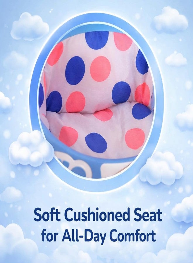 Maanit 3-in-1 Musical Baby Walker for 6-24 Months - 6-Wheel Adjustable Foldable Infant Walker with Cushioned Seat, 360° Rotating Wheels, Fruit Designs - Lightweight Safe Learning Walker (Blue) - Image 3