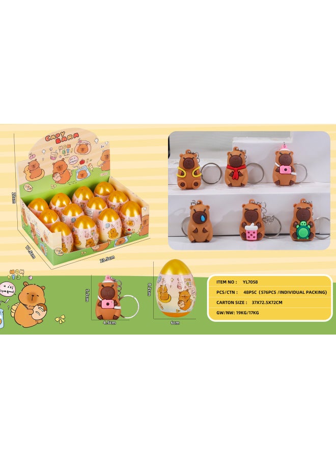 Special For Key Chain Twist Egg Ball Card Cool Mirabu Doll Blind Egg Mobile Phone Pendant Gift Wholesale-Color:Yl7058 Kapibala Doll Keychain Blind Egg - Image 1