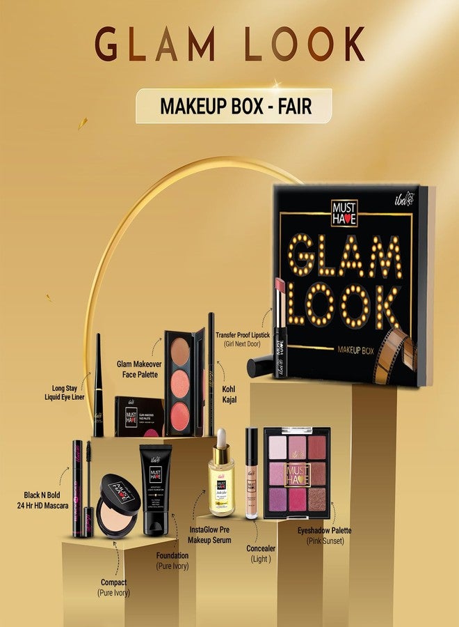 إيبا مجموعة مكياج إيبا ماست هاف جلام لوك للنساء | سيروم ما قبل المكياج | كريم أساس مقاوم للماء | بودرة مضغوطة غير لامعة | كونسيلر | أحمر شفاه ثابت | باليت مكياج للوجه 3 في 1 مع أحمر خدود، هايلايتر، كونتور | باليت ظلال عيون 9 في 1 | كحل مقاوم للتلطخ | آيلاينر | ماسكارا | مكياج وجه يدوم طويلاً ومقاوم للماء | مجموعة مكياج للنساء - Image 4