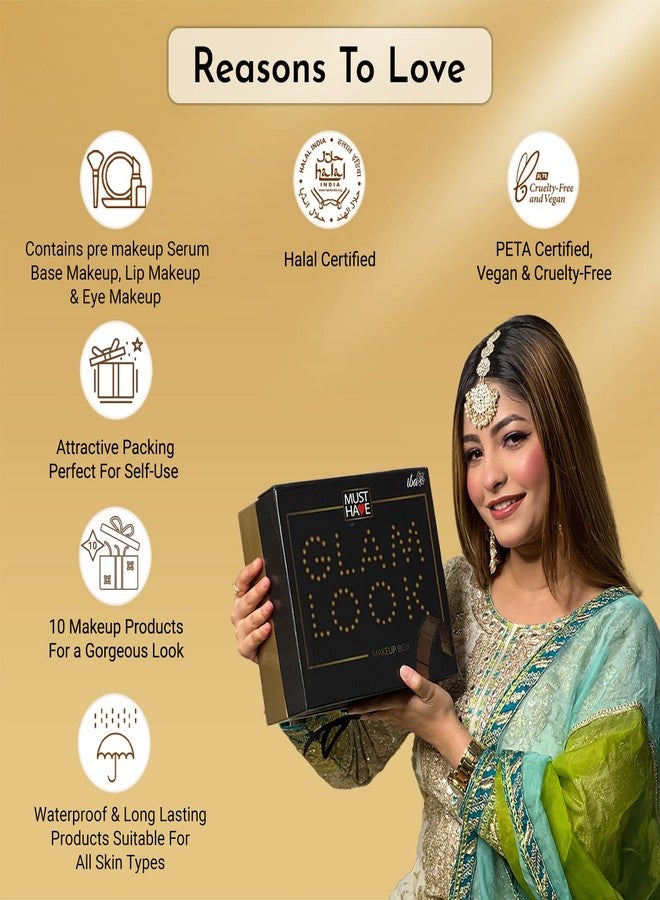 إيبا مجموعة مكياج إيبا ماست هاف جلام لوك للنساء | سيروم ما قبل المكياج | كريم أساس مقاوم للماء | بودرة مضغوطة غير لامعة | كونسيلر | أحمر شفاه ثابت | باليت مكياج للوجه 3 في 1 مع أحمر خدود، هايلايتر، كونتور | باليت ظلال عيون 9 في 1 | كحل مقاوم للتلطخ | آيلاينر | ماسكارا | مكياج وجه يدوم طويلاً ومقاوم للماء | مجموعة مكياج للنساء - Image 5