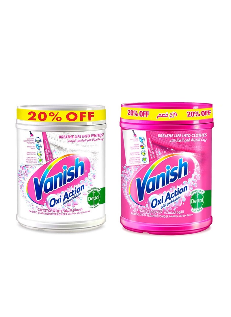 Vanish - Crystal White Fabric Stain Remover Powder 450g and Multi Power Fabric Stain Remover Powder 500g - Image 1