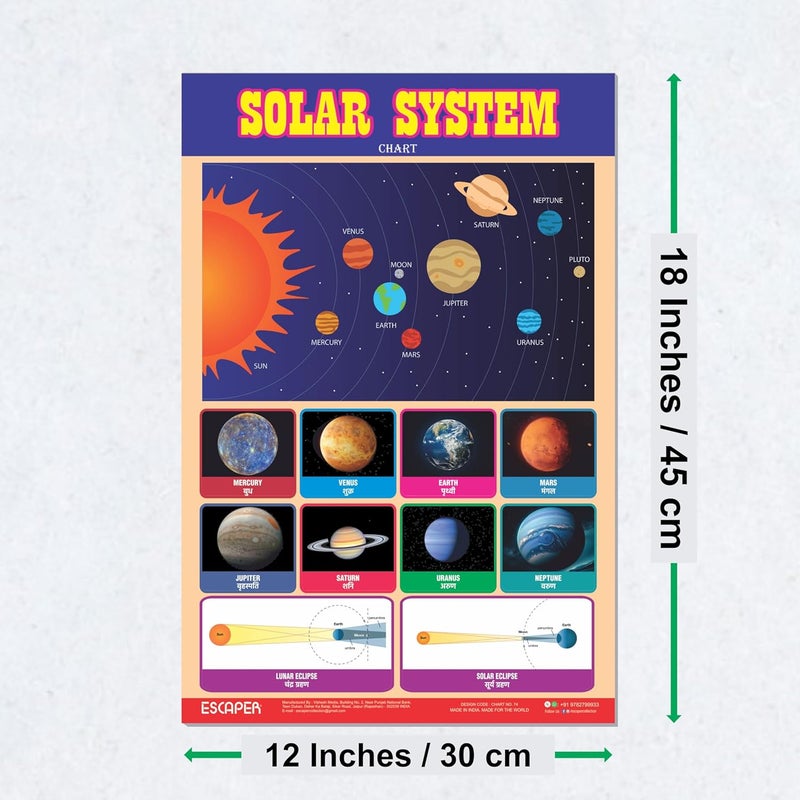 ESCAPER Solar System Educational Charts for Kids Learning (11.5 x 17.5 inches), Study Material, Learning Books, Educational Posters - Image 2