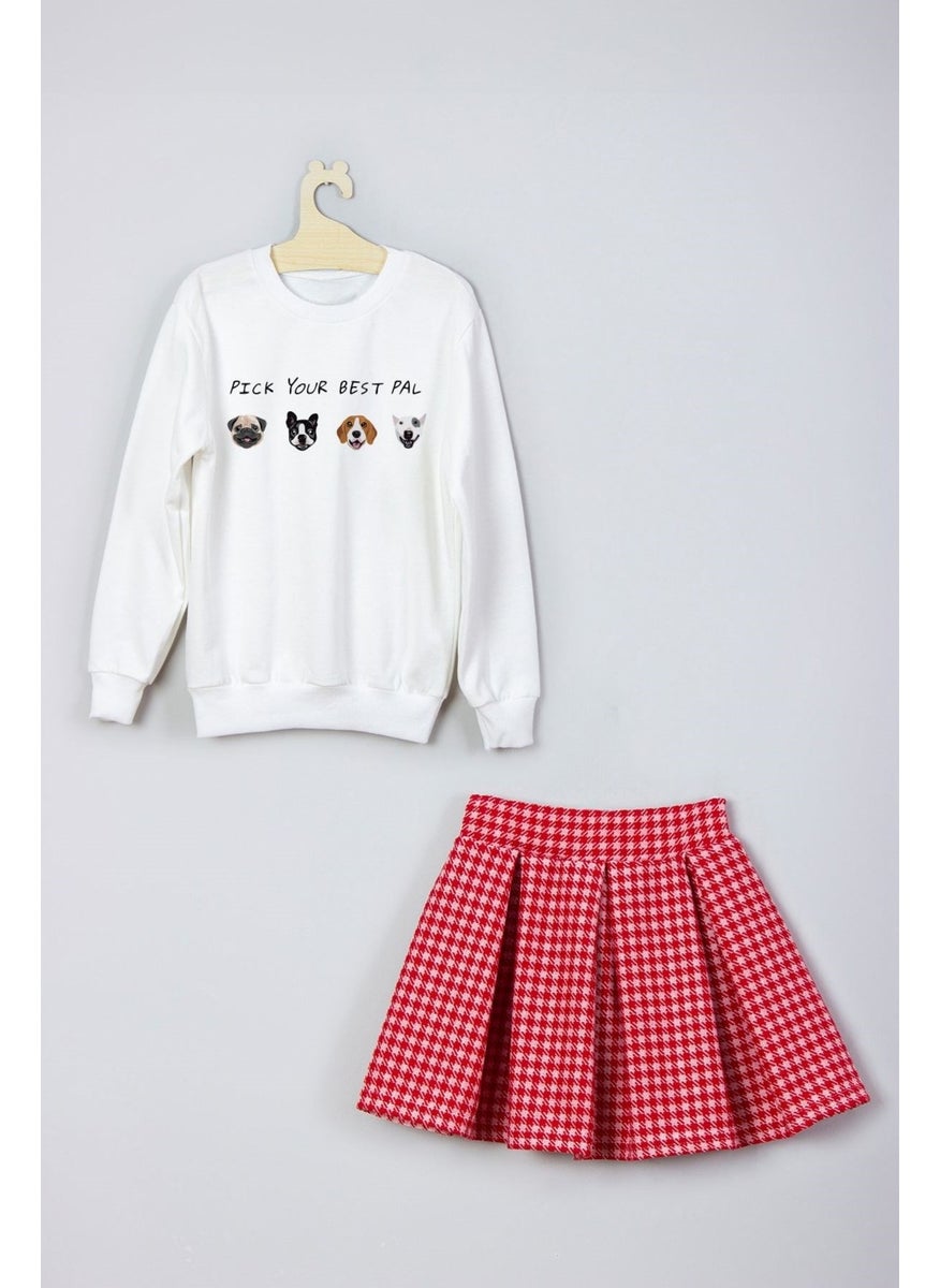 Ada Bebek Çocuk - Ada Baby Kids New Season Cute Friends Patterned Skirt Sweat Suit - Image 1
