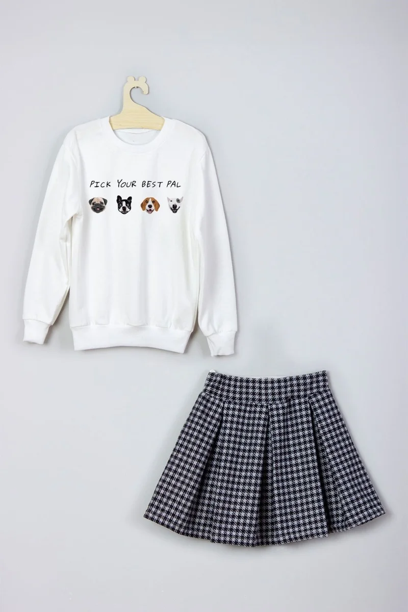 ادا بيبيك تشوكوك Ada Baby Kids New Season Cute Friends Patterned Skirt Sweat Suit