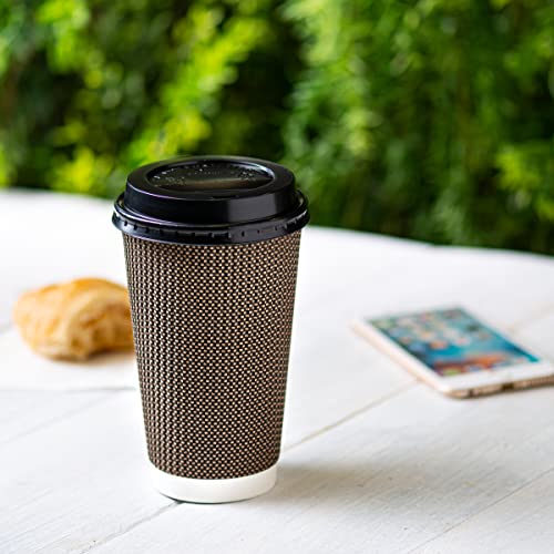 GUSTO [100 Count] Disposable Plastic Dome Lids for 10, 12, 16, & 20 oz. Paper Hot Coffee Cup - Black (Formerly Comfy Package) - Image 4