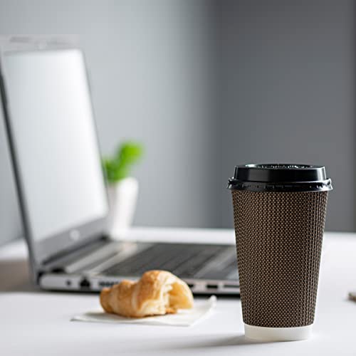 GUSTO [100 Count] Disposable Plastic Dome Lids for 10, 12, 16, & 20 oz. Paper Hot Coffee Cup - Black (Formerly Comfy Package) - Image 2