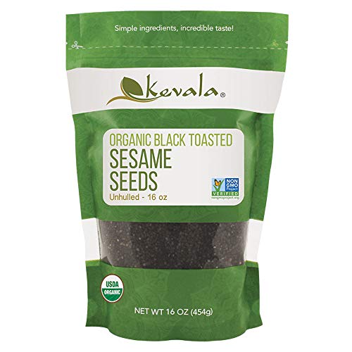 Kevala Organic Black Toasted Sesame Seeds - Unhulled Roasted Seeds Ideal for Preparing a Black Tahini Paste at Home, Ingredient for Those Interested in a Clean Diet, Gluten Free Kitchen Staple, 1 lb, 16 oz - Image 1