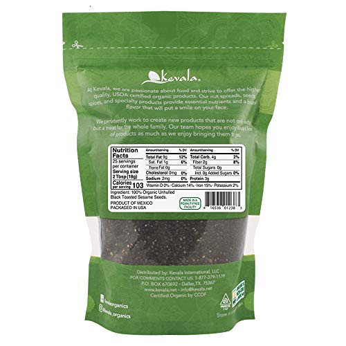 Kevala Organic Black Toasted Sesame Seeds - Unhulled Roasted Seeds Ideal for Preparing a Black Tahini Paste at Home, Ingredient for Those Interested in a Clean Diet, Gluten Free Kitchen Staple, 1 lb, 16 oz - Image 2