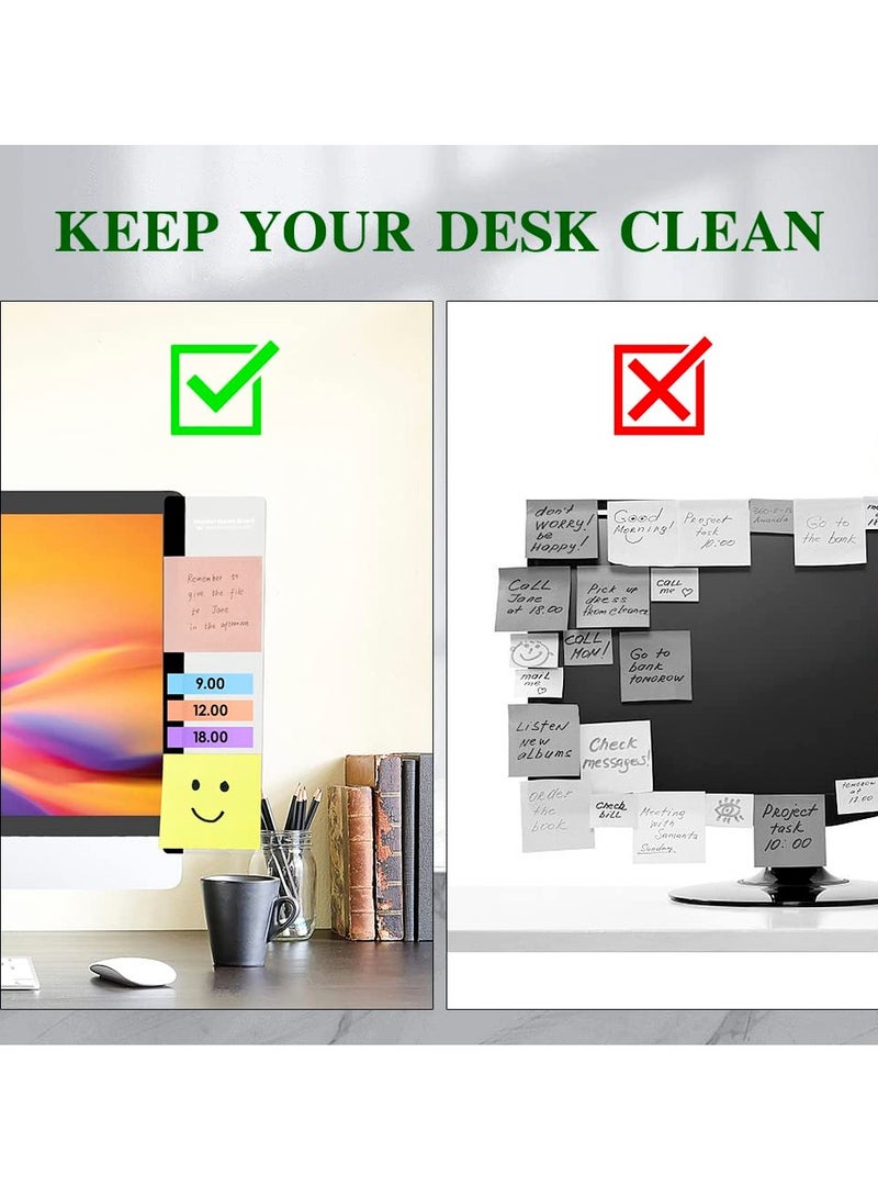 Excefore Monitor Memo Board, 2 Pcs Multifunction Computer Monitor Memo Board Transparent Acrylic Side Panel Sticky Note Board Left and Right Computer Note Board Suitable for Women Work Form Home Office  - Image 2