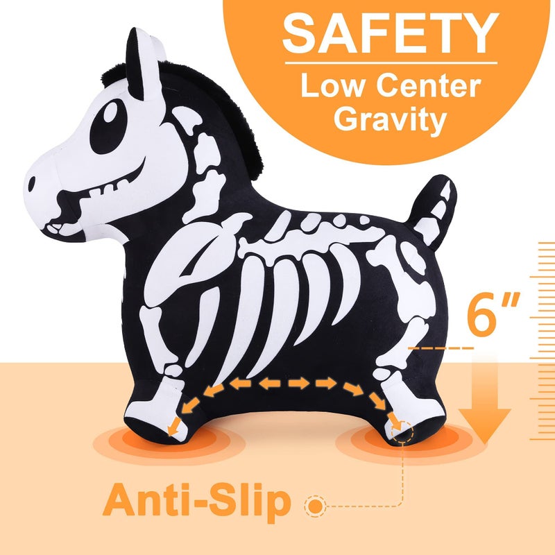 iPlay, iLearn Bouncy Pals Skeleton Hopping Horse, Toddler Bouncing Animal Toys, Inflatable Plush Bounce Hopper, Kid Indoor Ride On Bouncer, Halloween Birthday Gifts 18 Months 2 3 4 5 Year Old Boy Girl - Image 5