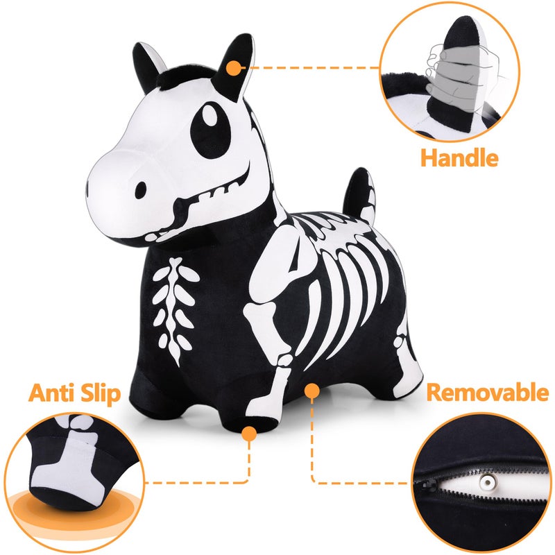 iPlay, iLearn Bouncy Pals Skeleton Hopping Horse, Toddler Bouncing Animal Toys, Inflatable Plush Bounce Hopper, Kid Indoor Ride On Bouncer, Halloween Birthday Gifts 18 Months 2 3 4 5 Year Old Boy Girl - Image 3