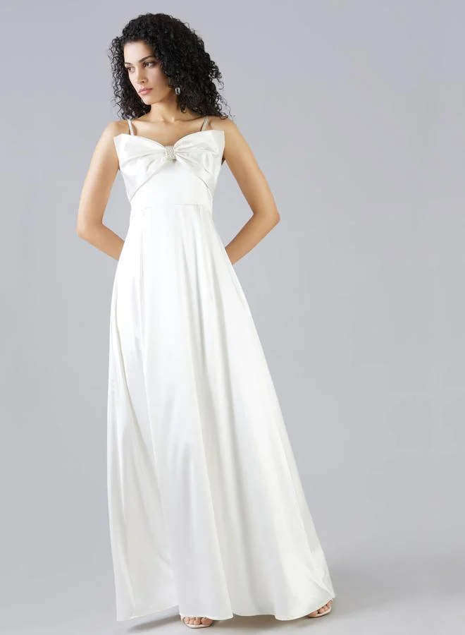 Mish Mish Solid Bow Detail Strappy A-Line Maxi Dress