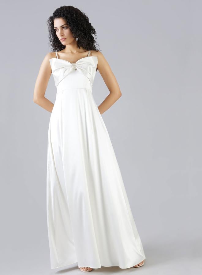 ميش فستان ماكسي - بحزام مزين بفيونكة صلبة - Image 1