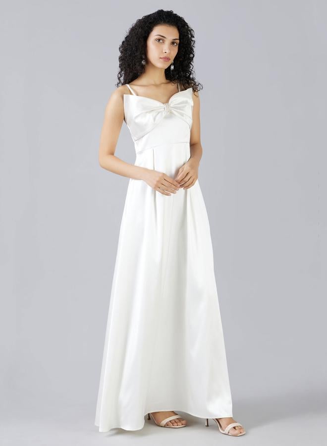 ميش فستان ماكسي - بحزام مزين بفيونكة صلبة - Image 3