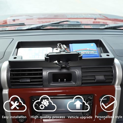HAPPYHORSE Car Dashboard Storage Box Tray Dash Organizer Compatible with Toyot@ FJ Cruiser 2007-2021 ，Car Dash Storage Box Organizer Tray with Phone Holder Accessories (style A) - Image 2