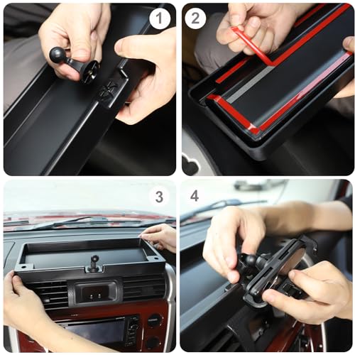 HAPPYHORSE Car Dashboard Storage Box Tray Dash Organizer Compatible with Toyot@ FJ Cruiser 2007-2021 ，Car Dash Storage Box Organizer Tray with Phone Holder Accessories (style A) - Image 4
