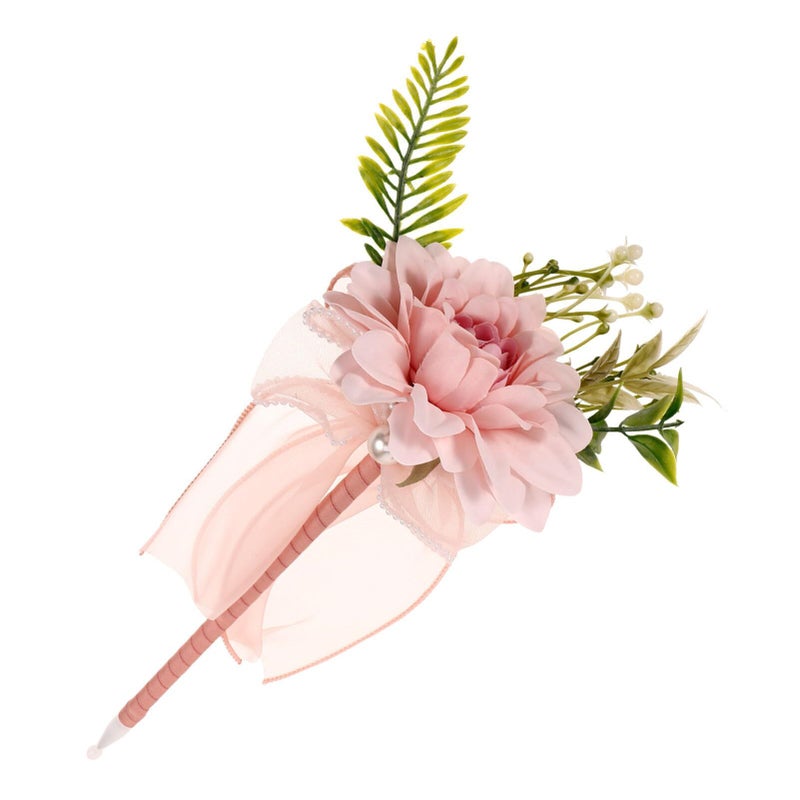 Pink Ballpoint Pen With Artificial Flowers Creative Pen For Office School Home Party Favor Decor 1 Count - Image 2