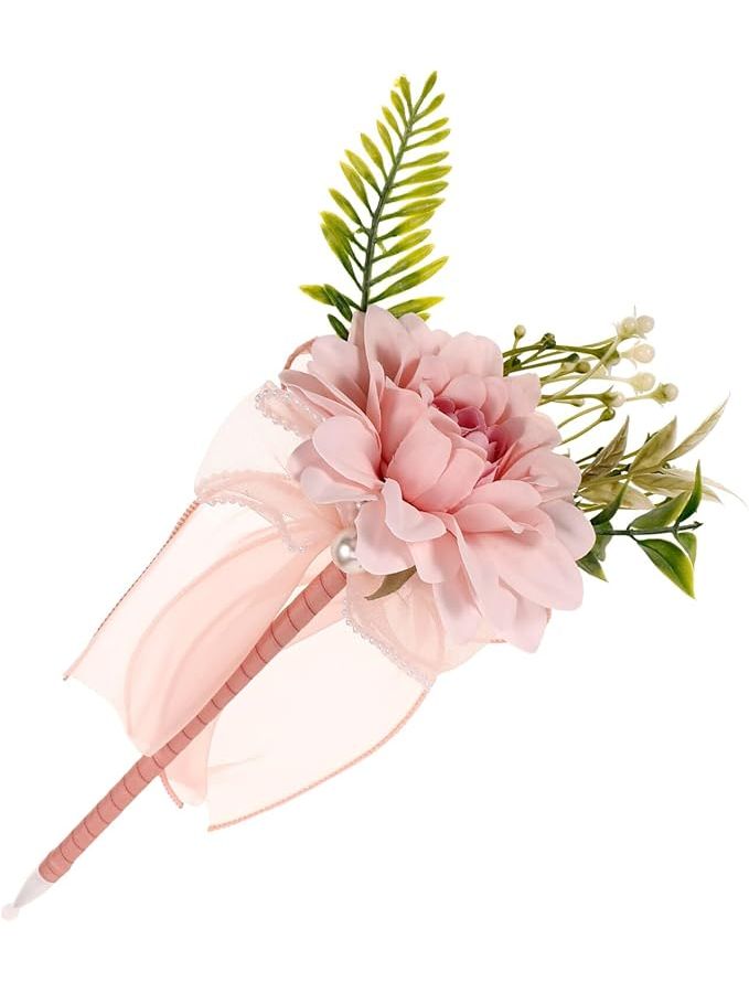 Pink Ballpoint Pen With Artificial Flowers Creative Pen For Office School Home Party Favor Decor 1 Count - Image 1