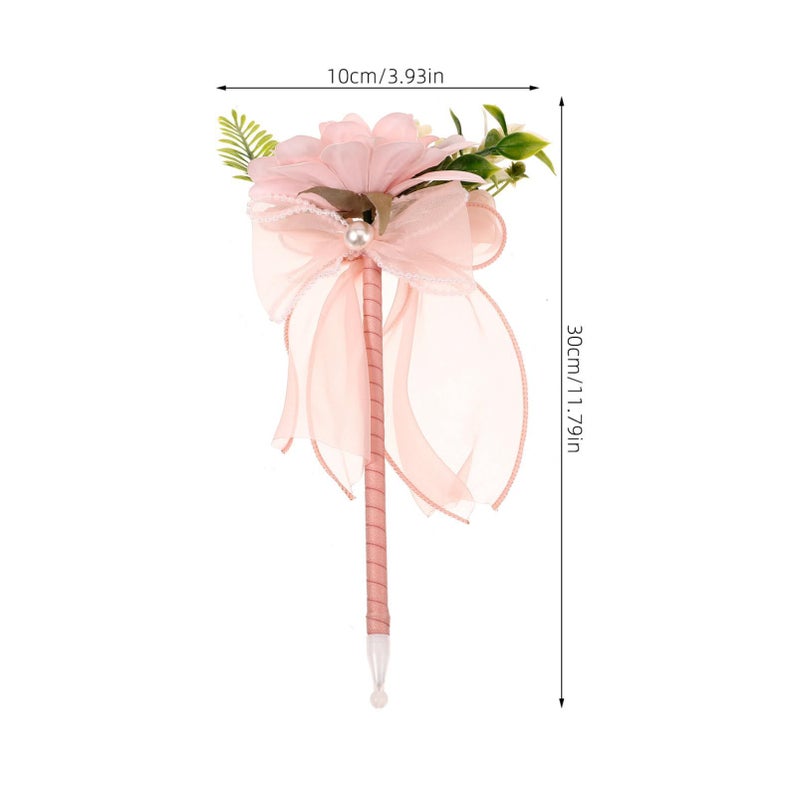 Pink Ballpoint Pen With Artificial Flowers Creative Pen For Office School Home Party Favor Decor 1 Count - Image 3
