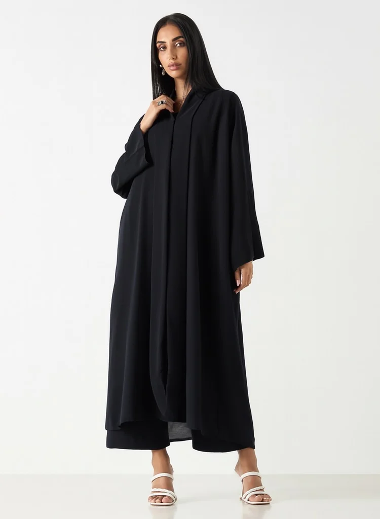 Hadiyath Al Madinah Luxe Black Abaya (4 Pcs) - HM