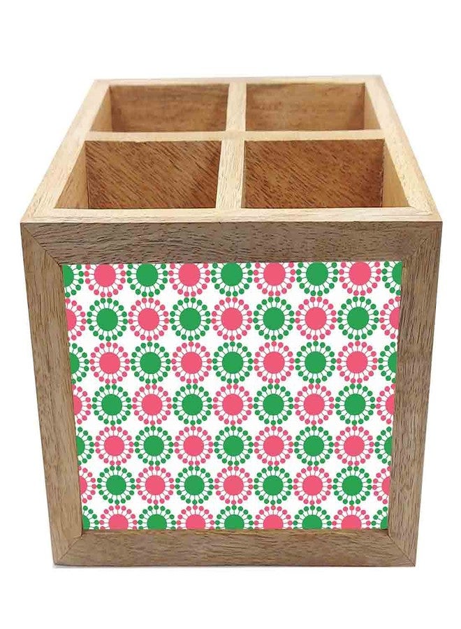 Nutcase Wooden Cutlery Stand Holder Silverware Caddy Spoons Forks Knives Organizer for Dining Table & Kitchen -Made in India-Spoons NOT Included - Flowers - Image 3