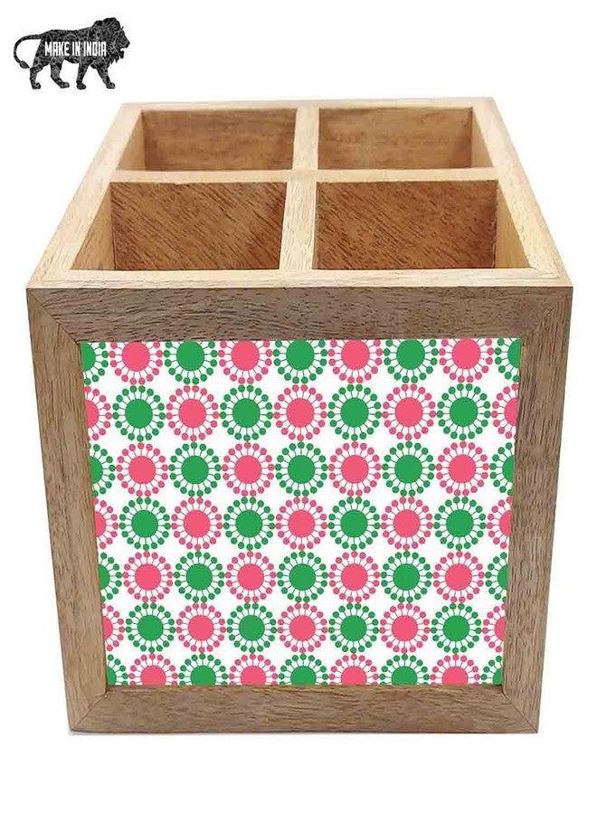 Nutcase Wooden Cutlery Stand Holder Silverware Caddy Spoons Forks Knives Organizer for Dining Table & Kitchen -Made in India-Spoons NOT Included - Flowers - Image 5