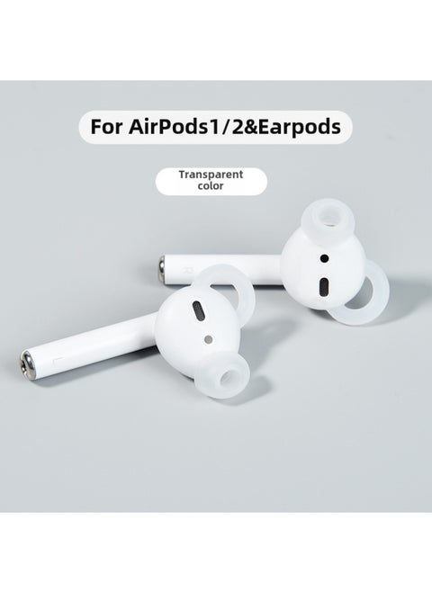 Universal Noise Reduction Bluetooth Ear Caps For AirPods Anti-Slip Silicone Earphone Covers Compatible With For Apple 1/2 Gen Earbuds-Color:Transparent Color-Applicable Model:airpods1/2nd Generation, Earpods (Android Headset)