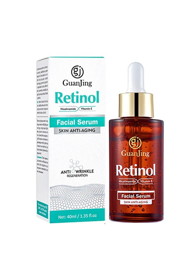 GUANJING Retinol Facial Seurm,Anti Aging & firming Retinol Serum,Vitamine E & Antioxidants Hyaluronic Acid Anti-Aging Serum, Reduces Wrinkles, Fine Lines, Age Spots, Sun Spots, Anti Wrinkle Facial Serum 40ml - Image 1
