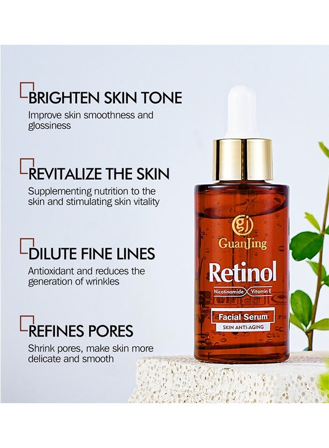 GUANJING Retinol Facial Seurm,Anti Aging & firming Retinol Serum,Vitamine E & Antioxidants Hyaluronic Acid Anti-Aging Serum, Reduces Wrinkles, Fine Lines, Age Spots, Sun Spots, Anti Wrinkle Facial Serum 40ml - Image 3
