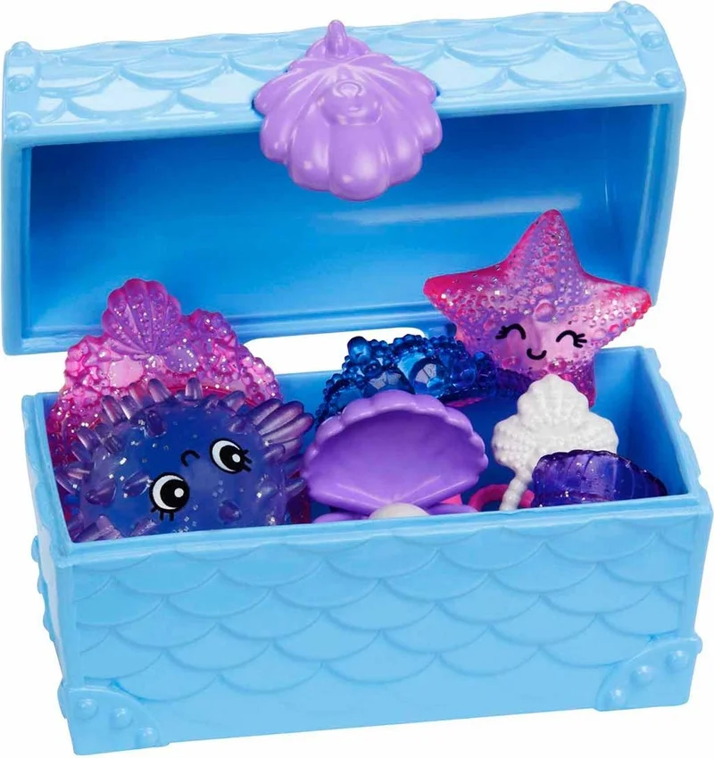 باربي Chelsea Mermaid Doll, 2 Animal Friendly, Treasure Chest, Accessories and Colorful Hair, Ages 3 and Up Hhg57