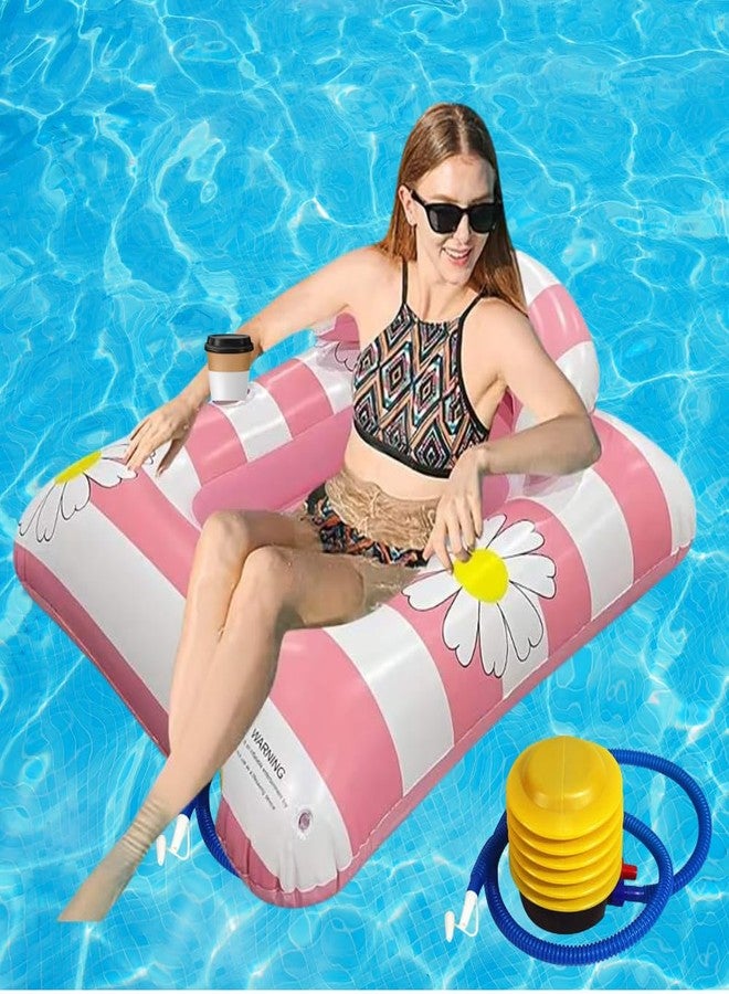 KNYUC MART Inflatable Pool Float Lounger with Canopy Shade (Pink)