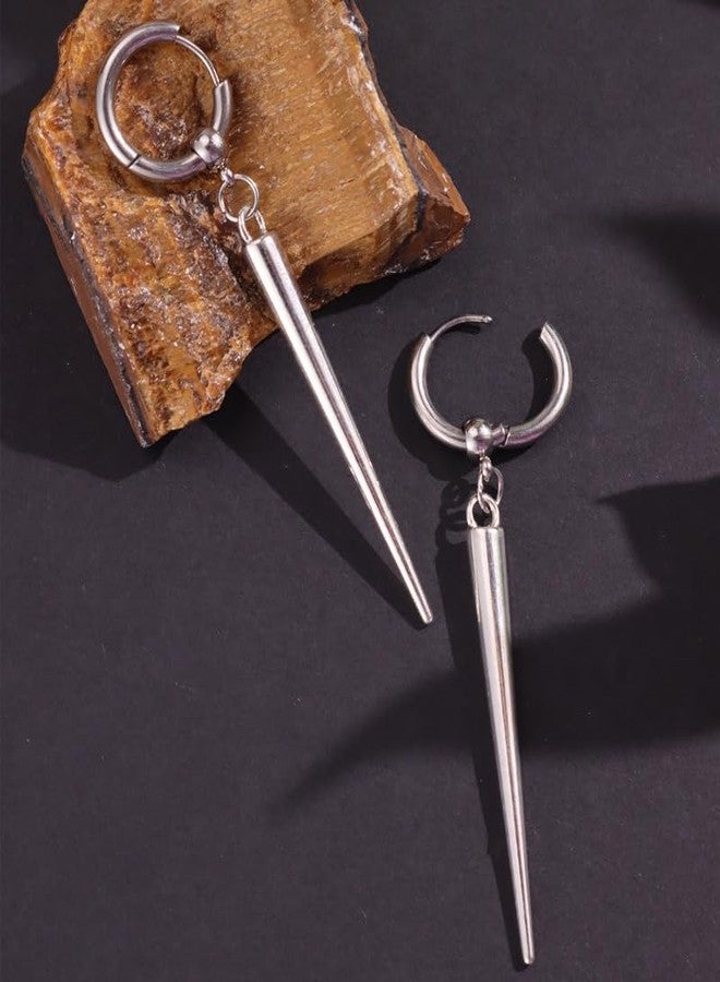 KURTCB Goth Spike Earrings Emo Grunge Alt Earrings for Women Men (Silver3) - Image 4