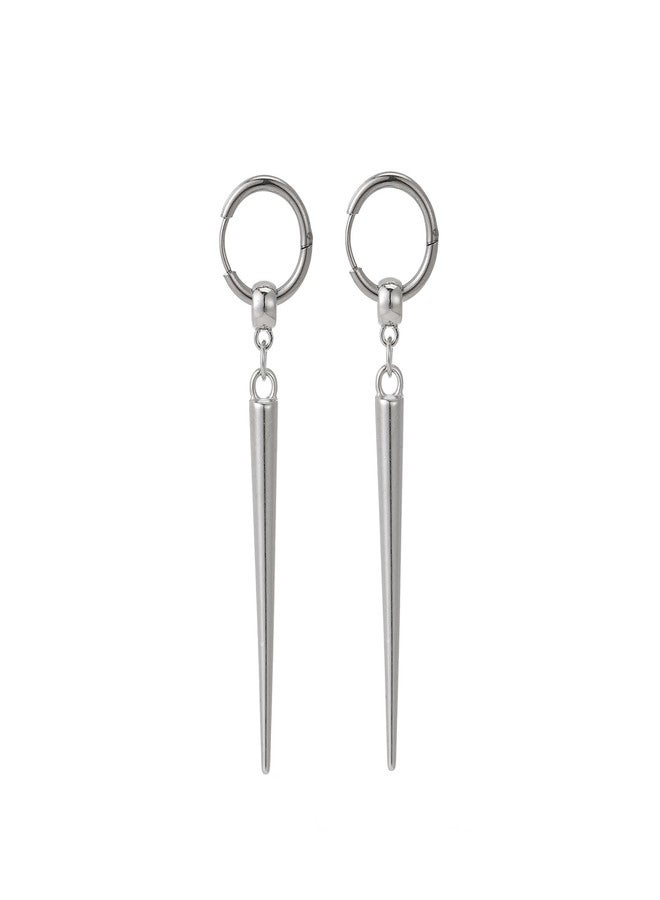 KURTCB Goth Spike Earrings Emo Grunge Alt Earrings for Women Men (Silver3) - Image 1