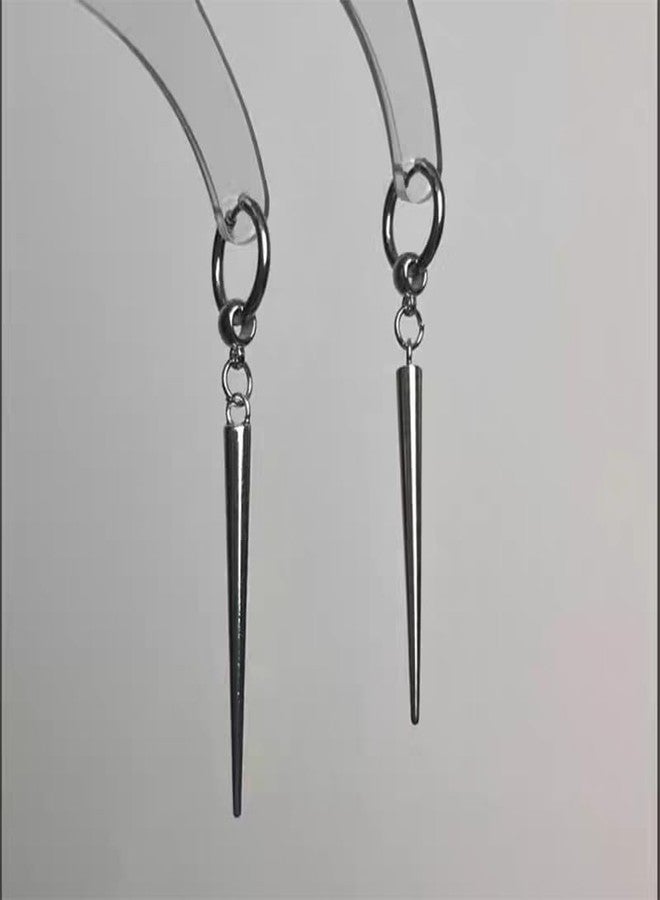 KURTCB Goth Spike Earrings Emo Grunge Alt Earrings for Women Men (Silver3) - Image 5