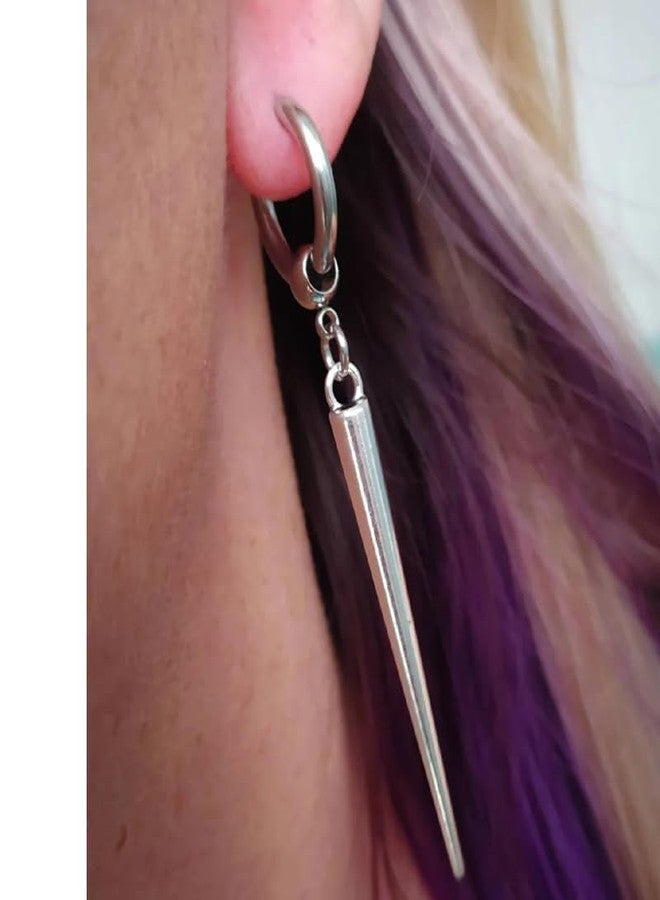KURTCB Goth Spike Earrings Emo Grunge Alt Earrings for Women Men (Silver3) - Image 3