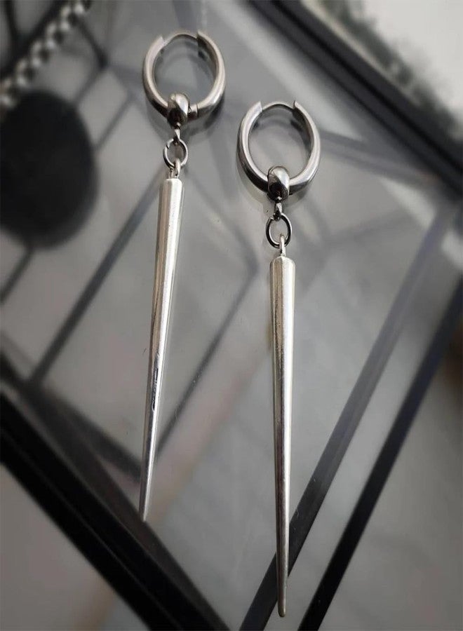 KURTCB Goth Spike Earrings Emo Grunge Alt Earrings for Women Men (Silver3) - Image 2