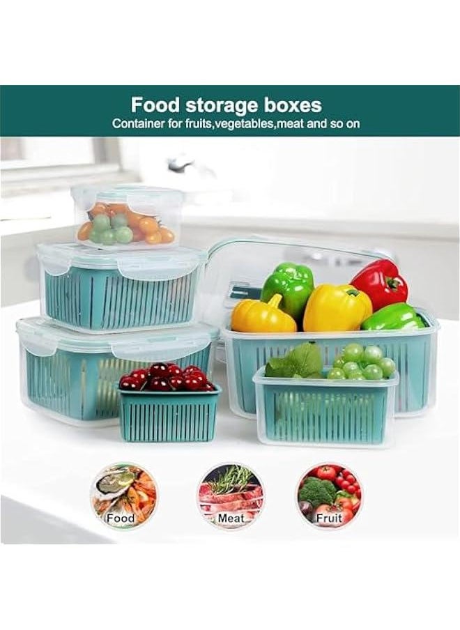MIXDE - 5Pack Fridge Food Storage Container Set with Lids, Plastic Fresh Produce Saver Vegetable Fruit Meat Storage Organization, BPA Free Kitchen Refrigerator Organizers Bins - Image 1