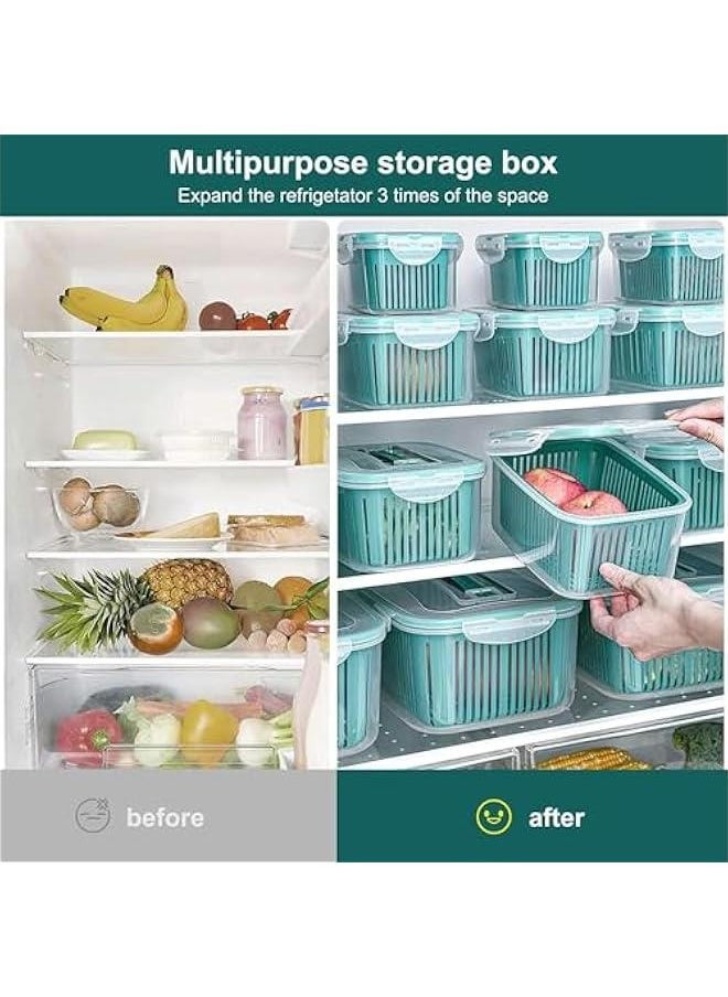 MIXDE - 5Pack Fridge Food Storage Container Set with Lids, Plastic Fresh Produce Saver Vegetable Fruit Meat Storage Organization, BPA Free Kitchen Refrigerator Organizers Bins - Image 1