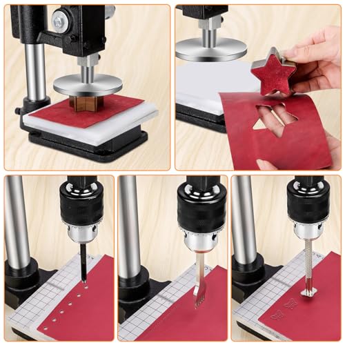 HONGYMA Leather Press Hole Puncher Leather Cutting Machine Hand Punching Machine for DIY Craft Punching Holes Cutting, Forming Pressing,Install Rivets and Snap Buttons - Image 2