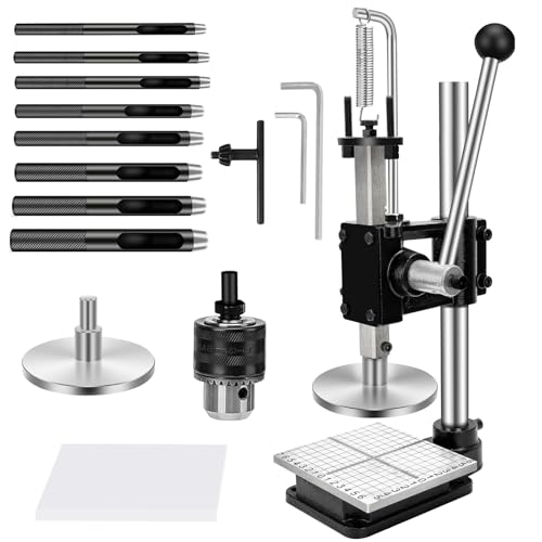 HONGYMA Leather Press Hole Puncher Leather Cutting Machine Hand Punching Machine for DIY Craft Punching Holes Cutting, Forming Pressing,Install Rivets and Snap Buttons - Image 1